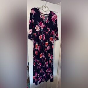 Floral Navy and Pink Maxi Dress